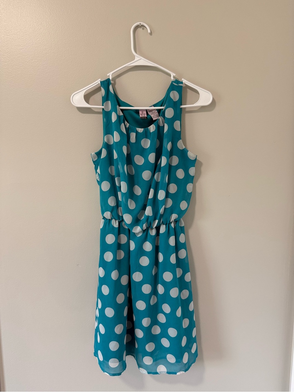 Love on a Hanger Turquoise Polka Dot Sleeveless Dress